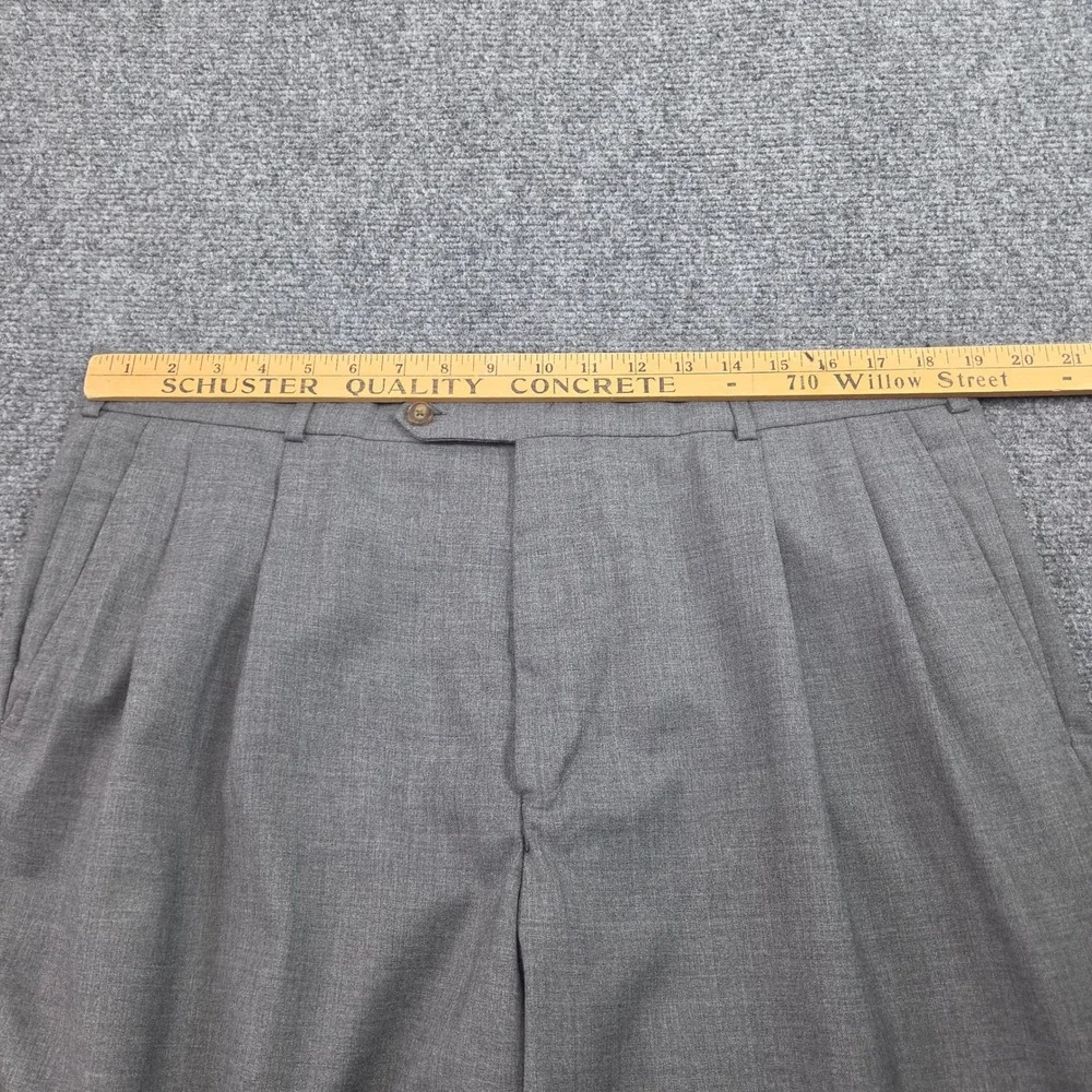Lands End Dress Pants Mens 37 Gray 100% Wool Pleated Office Professional Career